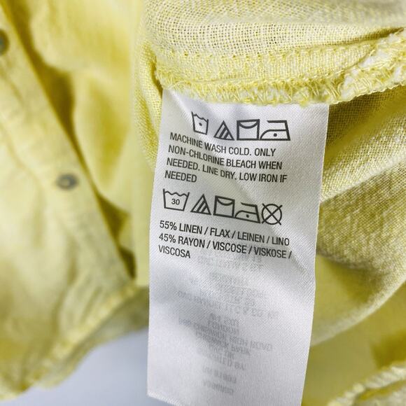 Susan Graver Plus Size 1X Easy Linen Blend Cross-Dyed Tunic Shirt Top Yellow - Picture 4 of 4